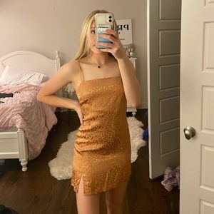 Urban Outfitters cheetah silk slip mini dress